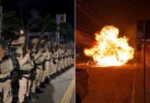 PM realiza simulado contra roubo a banco com explosivos e munição de festim em Camaçari