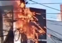Poste pega fogo e danifica fiação em Camaçari nesta sexta-feira