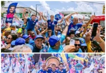 Elinaldo Araújo e ACM Neto realizam caminhada conjunta em Camaçari